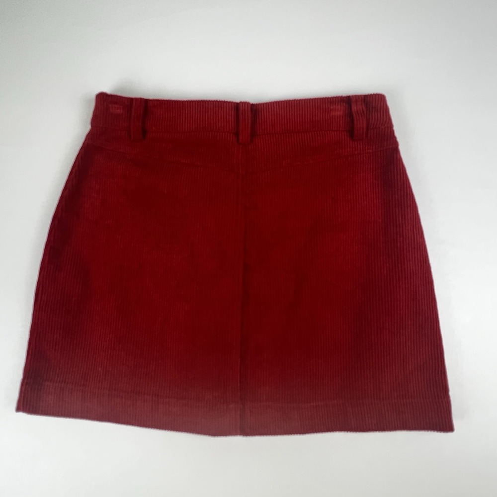 Double Zero Cordurory Red Womens Skirt Size Small Striped Zipper And Pockets - Picture 7 of 10